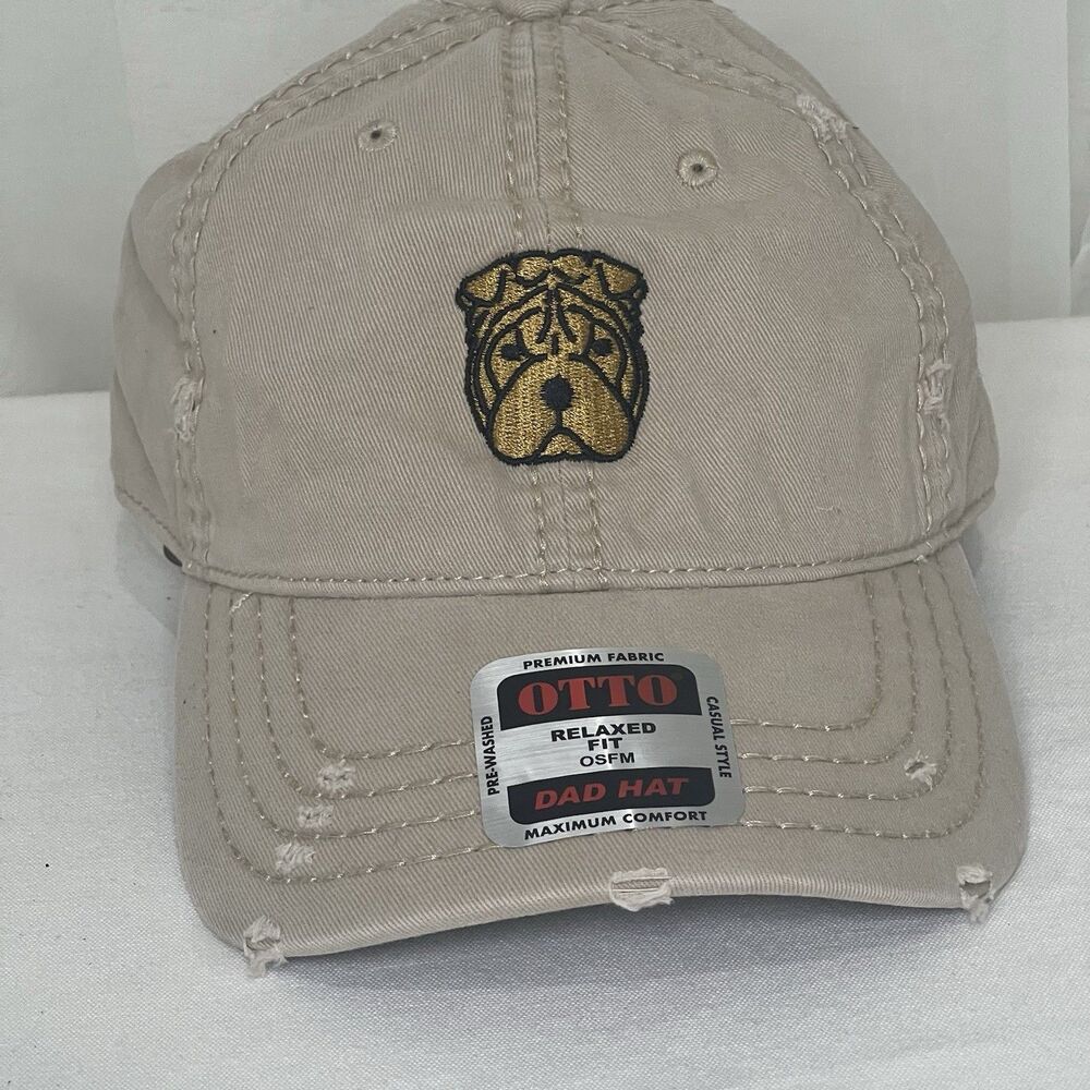 OTTO Dad Hat Adjustable Tan Distressed Sharpei Cotton NWT Relaxed Fit OS
